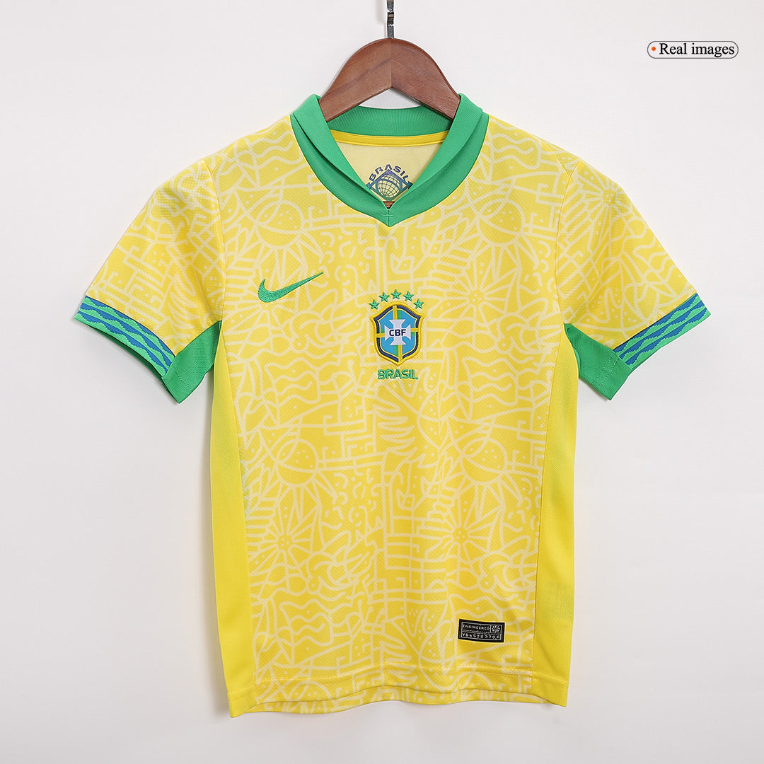 Kid's Brazil Home Jerseys Kit(Jersey+Shorts) Copa América 2024