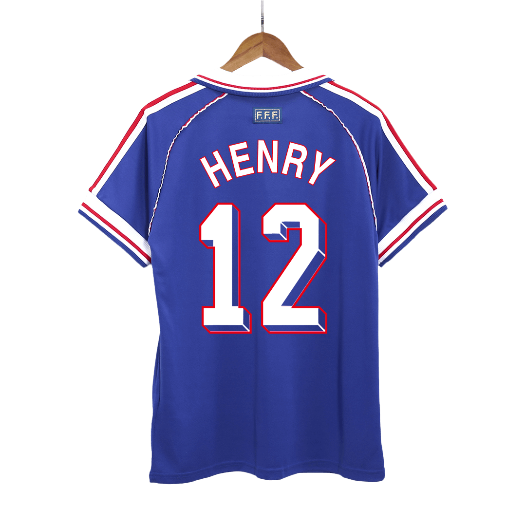 Retro HENRY #12 1998 France Home Soccer Jersey Top Soccer Jerseys Store