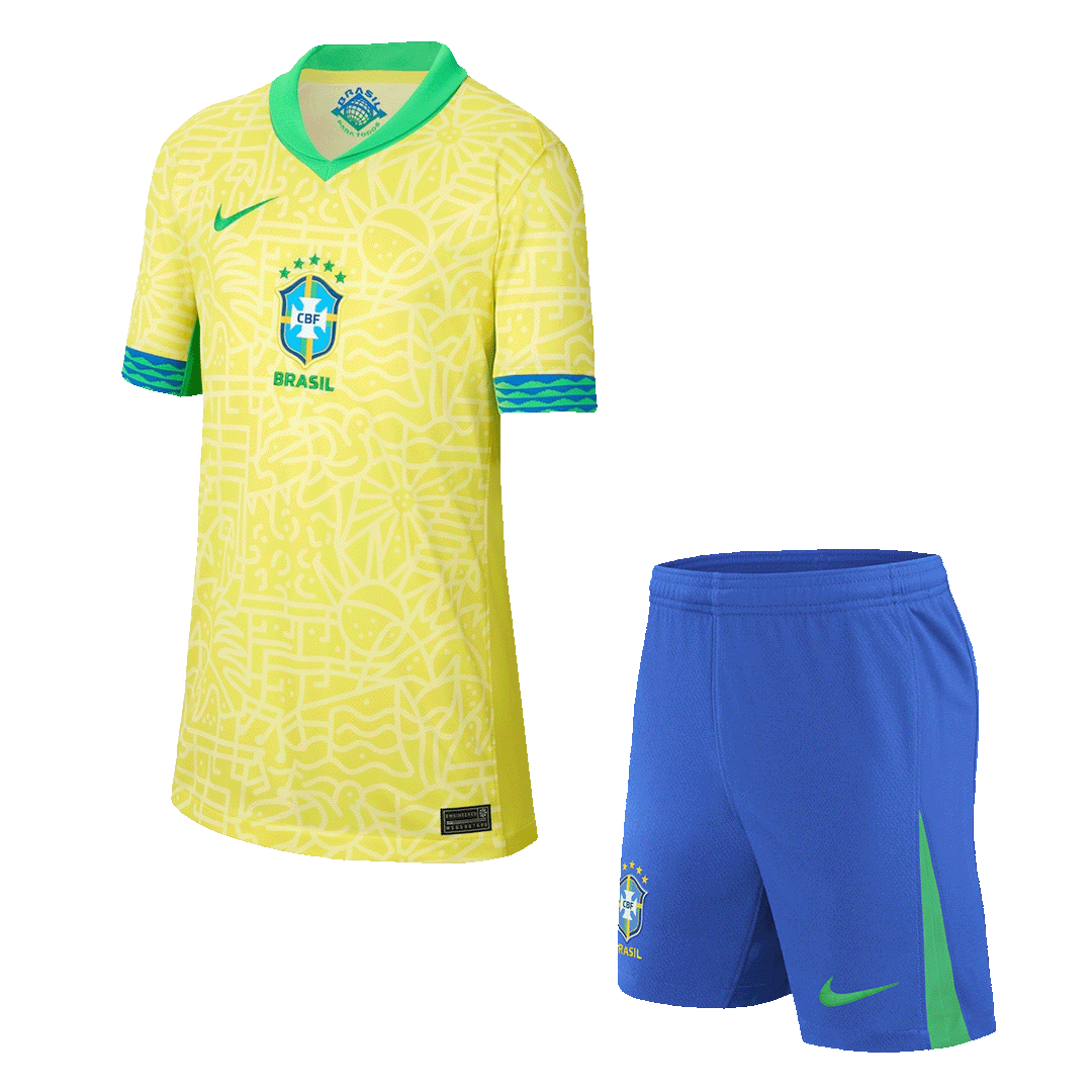 Kid's Brazil Home Jerseys Kit(Jersey+Shorts) Copa América 2024