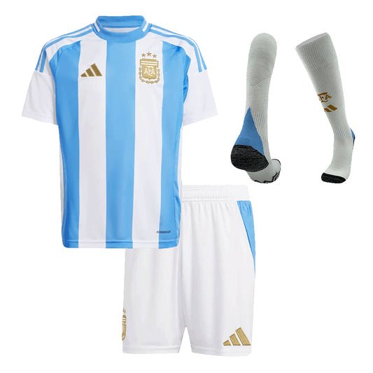 Kid's Argentina Home Jerseys Full Kit Copa América 2024