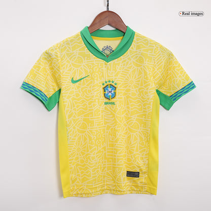 Kid's Brazil Home Jerseys Kit(Jersey+Shorts) Copa América 2024