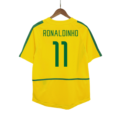 Brazil RONALDINHO #11 Home Retro Soccer Jersey 2002/03